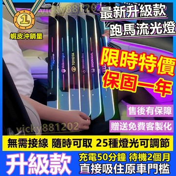 贈送免費客製化【 品質升級 保固一年】七彩流光門檻燈 汽車門檻條 門檻燈 迎賓燈 車門迎賓燈 踏板燈 LED燈 氛圍燈