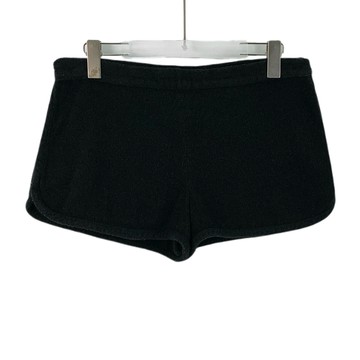 (XL) chanel高腰質感棉質細閃針織黑色短褲