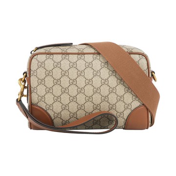 Gucci GG Emblem 小款拉鍊斜背包(烏木深棕色)