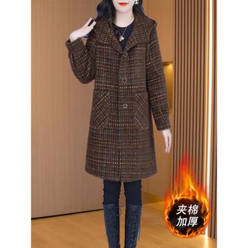 毛呢外套女2025新款爆款秋冬棉服加厚洋氣貴夫人品牌媽媽中長大衣