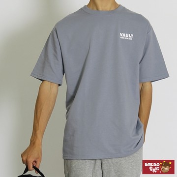 【AMERO】男裝圓領短袖T恤 小logo印花 寬鬆 落肩 情侶裝