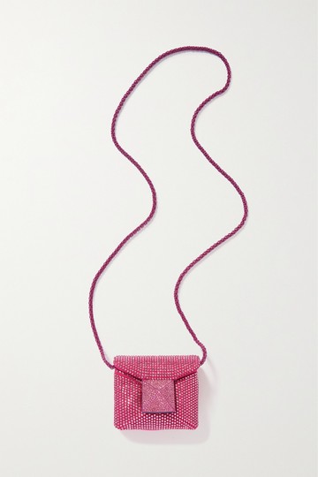 Valentino Garavani - Valentino Garavani One Stud Micro Crystal-embellished Suede Shoulder Bag - Pink - one size