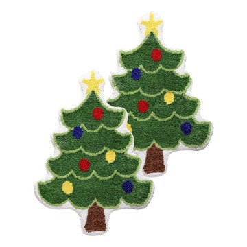 小麥購物 聖誕節地毯 C547 2個  60 x 40cm  聖誕樹 綠色