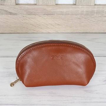 【微NG】義大利植鞣革貝殼造型零錢包-外觀較不平整-棕色