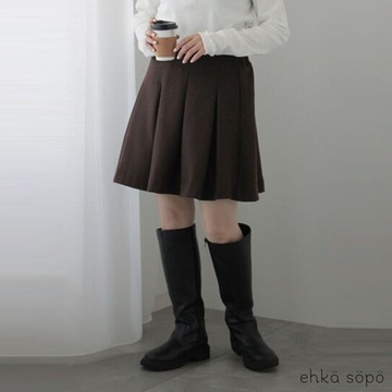 ehka sopo  少女感後鬆緊設計百褶短裙