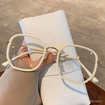 👓近視眼鏡👓【S5】韓版小紅書衕款奶咖白方圓臉素顏大框顯瘦 眼鏡 男女文藝眼鏡 眼鏡框 眼鏡 平光眼鏡 眼鏡