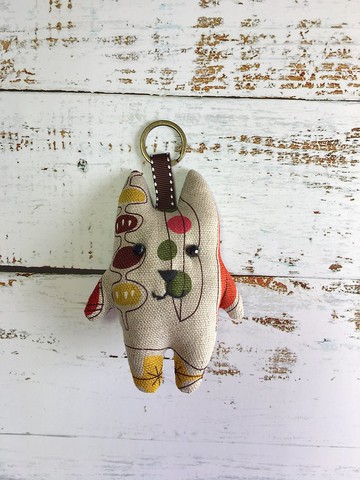 +棉麻豆莢+貓咪鑰匙圈