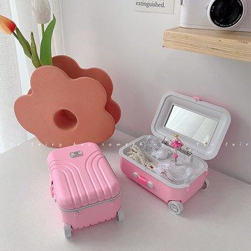 新款創意首飾品收納盒桌面臥室少女心學生家用小型旅行箱收納神器
