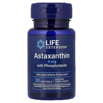 Life Extension, 蝦青素軟凝膠，含磷脂，4 毫克，30 粒軟凝膠