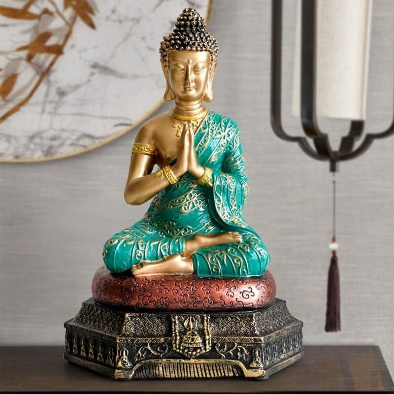 仏像 ブッダ 置物 彫刻 中国 仏教インテリア Gold with Black