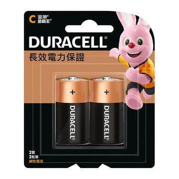 DURACELL 金頂 2號 C 鹼性電池  2顆入 /卡｜領券最高折$220