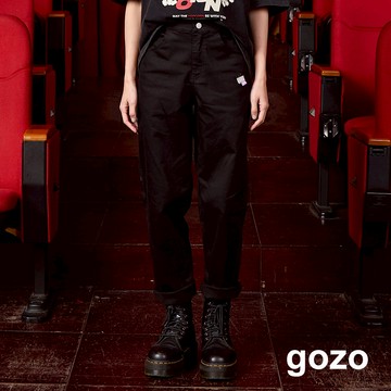 【gozo】➤經典純色後鬆緊男友褲(黑色/白色/卡其_S/M/L) | 女裝 顯瘦 休閒