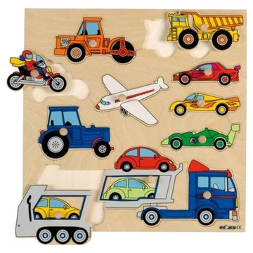 Educo 抓手拼圖遊戲 交通工具 Set  木質玩具，3歲以上適用  11片  1盒