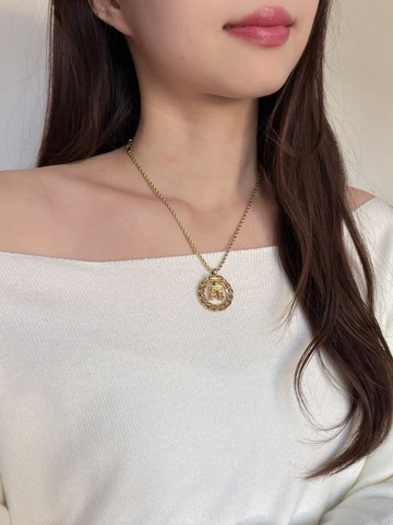 中古正品Celine凱旋門立體鍍金項鏈頸鍊 古董珠寶 意大利製