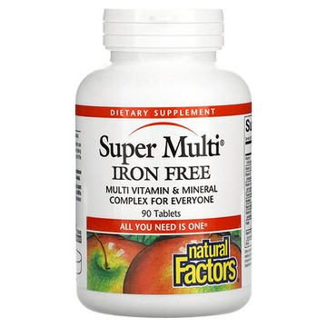 Natural Factors, Super Multi，不含鐵，90 片