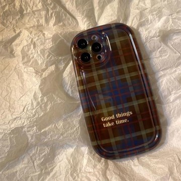 紅棕格紋適用三星s23ultra手機殼硅膠透明s24+復古s21fe/s22個性54/a53/a33日韓男女a34時尚小眾note20全包