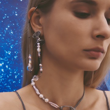 SLOW ROVER｜多重宇宙 蟲洞珍珠氣泡耳環 - 厚鍍黑金