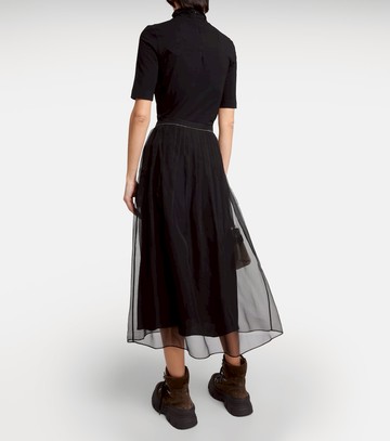 Brunello Cucinelli Embellished pleated silk midi skirt