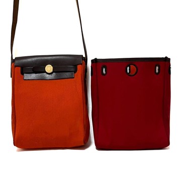 正品 HERMES 愛馬仕 Herbag TPM 肩背包 Toile Officier 橘 紅色 二手