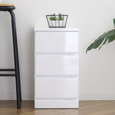 スリムチェスト 3段 鏡面仕上げ 幅30cm （ 収納 チェスト スリム