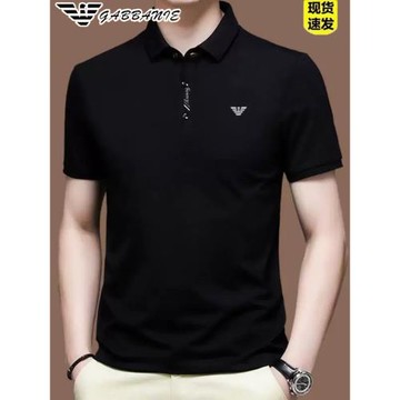 正品意大利 男士短袖t恤冰絲光棉夏季薄款寬松高端半袖翻領polo衫