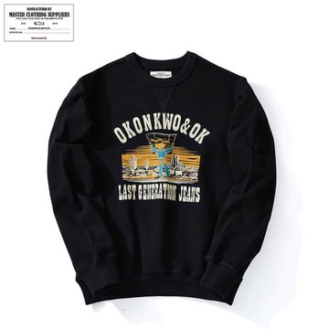 OKONKWO︱重磅帽衫新品阿美咔嘰490克西部牛仔復古圓領衛衣毛圈厚