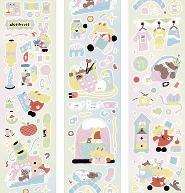 珍妮坊 ドールハウス 娃娃屋 PET 割型貼紙捲 5米卷