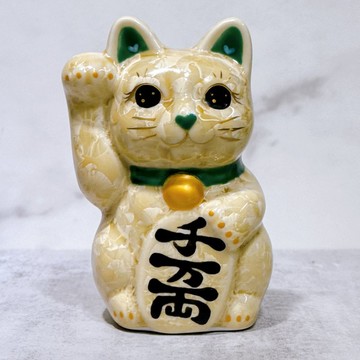 【金花千万】日本清水燒招財貓 | 花結晶 金花 右 特小