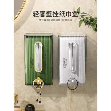 紙巾盒壁掛式面巾紙洗臉巾收納廁所衛生間廚房倒掛抽紙盒輕奢透明