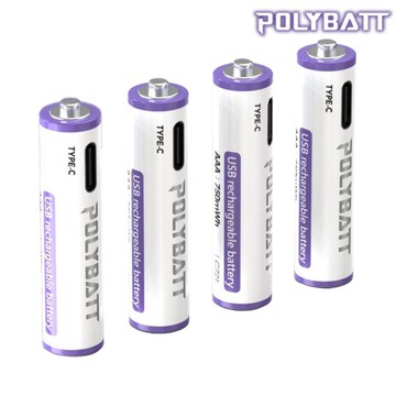 POLYBATT 4號 AAA 1.5V USB 充電式鋰電池(750mWh) 循環電池 環保 通過多重認證 使用安全有保