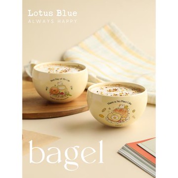 藍蓮花家居手握杯陶瓷沖咖啡拉花杯子設計感水杯卡通蛋杯辦公室