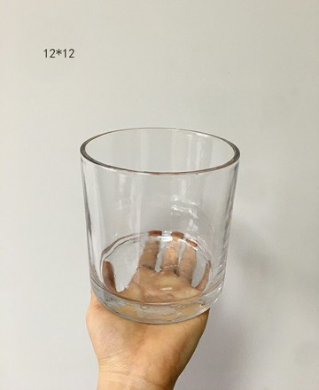 15cm插干鮮花綠植文藝清新簡約全透明加厚矮duan款玻璃花瓶水培包