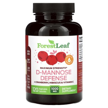 Forest Leaf, D-甘露糖防禦支持配方，特強型，1,000 毫克，120 粒素食膠囊（每粒膠囊 500 毫克）