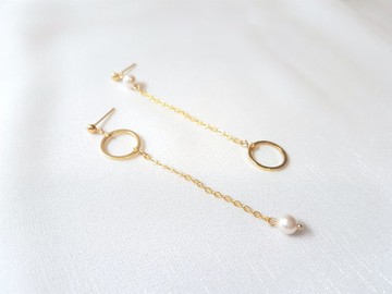 虛與實 ‧ 不對稱 珍珠 幾何 耳環