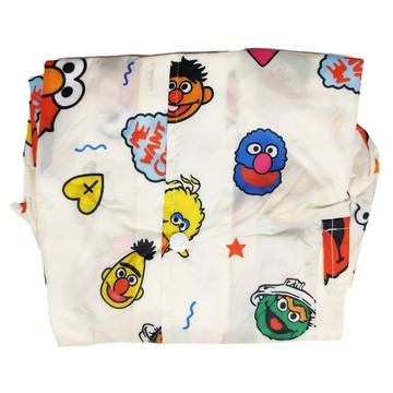 愛北鼻 親子同款加厚防水雨衣 米色芝麻街 L碼-建議110-120cm 1入  米色