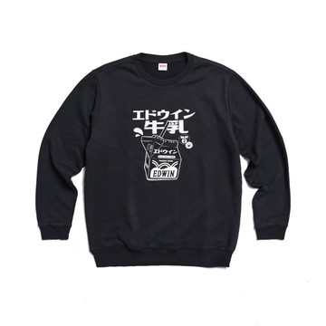 EDWIN 東京散策系列 營養牛乳厚長袖T恤-男女款 (黑色)