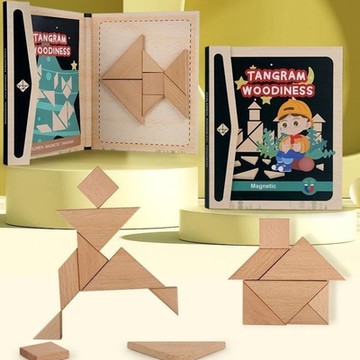 Baby童衣 圖形認知拼板 七巧板 木製磁性拼裝板 11635