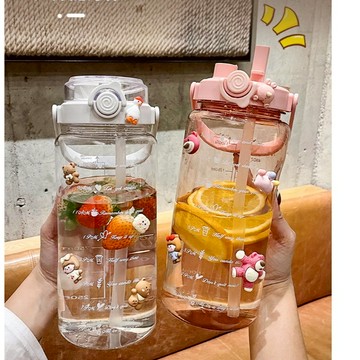 2件再減10元💥附吸管有刻度🧡2000ml1500ml雙飲兩用彈蓋水壺 登山水壺2L吸管水壺 彈蓋水壺 刻度水瓶大容量