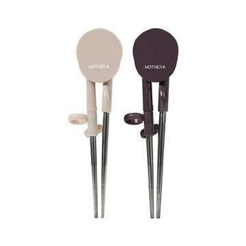 MOTHER-K 輕奢不鏽鋼幼兒學習筷(暖陽棕/暮光紫)【悅兒園婦幼生活館】