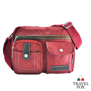 【TRAVEL FOX 旅狐】撞色雙層隨身斜背包 側背包 (TB605-04 紅色)