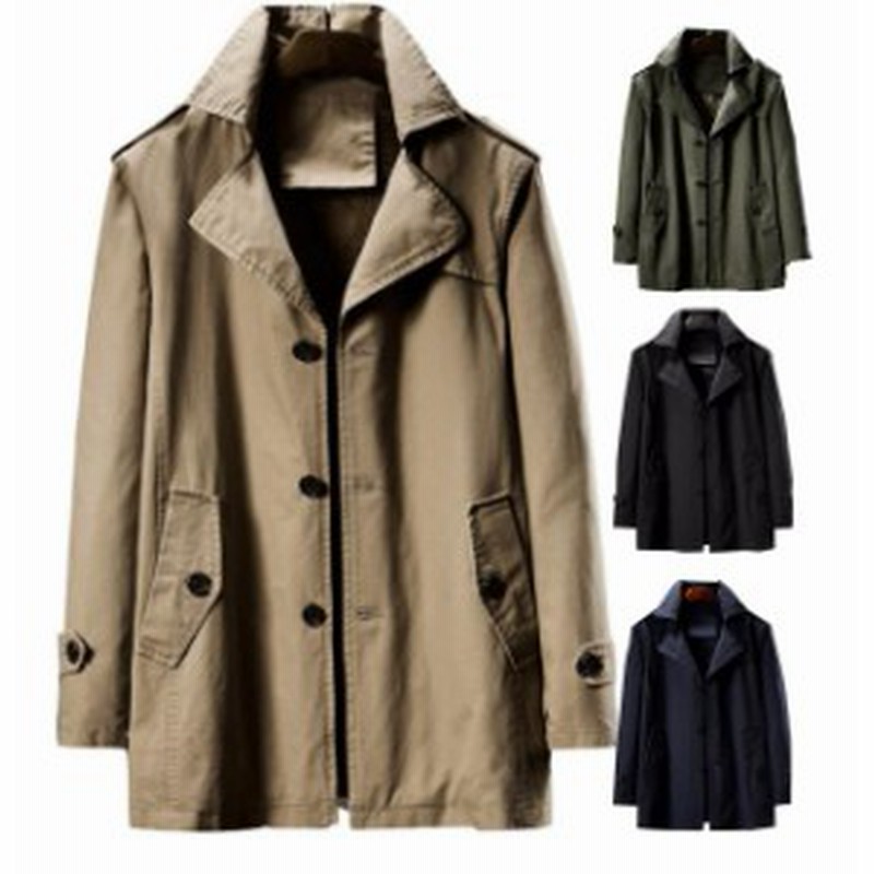メンズトレンチコートミドル丈 スプリングコートショートコートカジュアルジャケット ゆったり冬裏起毛コート男性定番ベーシックコート 通販 Lineポイント最大1 0 Get Lineショッピング