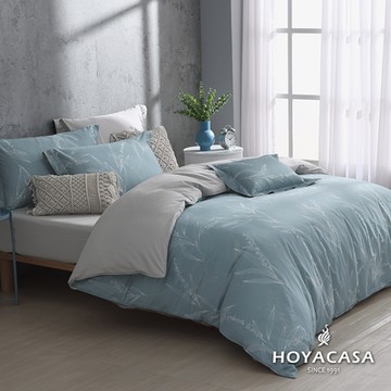 HOYACASA 特大300織抗菌沐光長絨棉兩用被床包組-蔚來之森