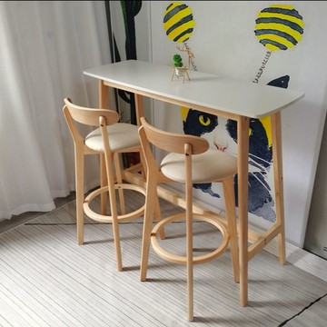 北歐現代實木小吧臺家用隔斷長條桌日式吧椅一體靠窗咖啡奶茶店J-68公司貨