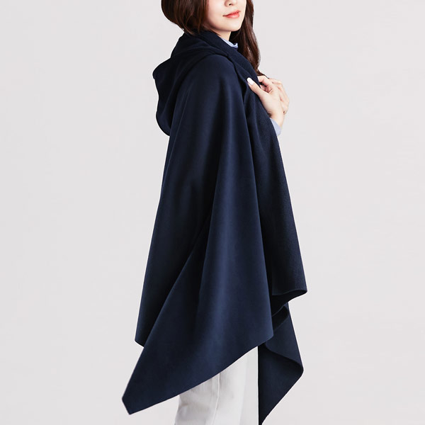 保暖.MIT永續環保材質-Fleece連帽斗篷圍巾
