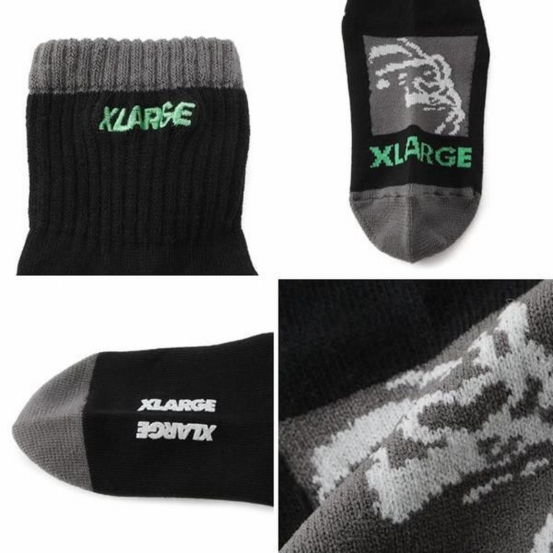 エクストララージキッズ XLARGE KIDS OGゴリラ配色クルーソックス 靴下 白 黒 ホワイト ブラック 13 14 15 16 17 18  19 20 21cm | LINEショッピング