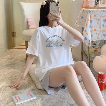 短袖短褲睡衣女夏天純棉套頭2024年新款夏款家居服套裝可外穿夏季