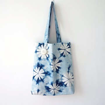 S.A x Spring 藍染春天自然圖案肩背包