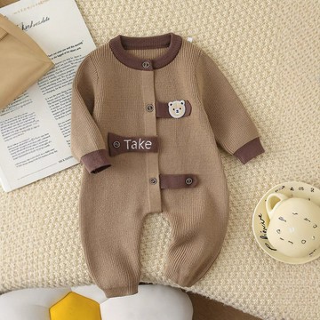 嬰兒秋季a類針織爬服毛衣男女寶寶衣服春秋季連體衣外穿兒童哈衣鑫弘-萌寶童裝可開發票