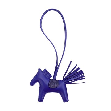Hermes 愛馬仕 Touch Rodeo鱷魚拼接小羊皮手工馬兒吊飾(小/藍)_廠商直送
