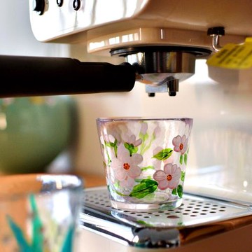 日式中古風手繪小清新玻璃杯耐高溫杯子鈴蘭錘紋手捏肌理復古茶杯